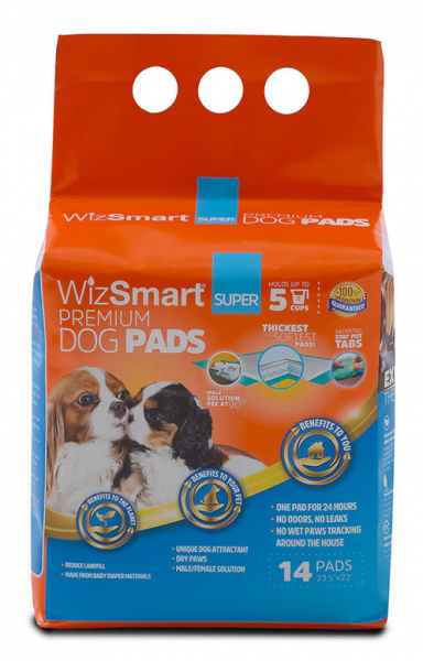 WizSmart All Day Dry Premium Dog Pads SUPER 14 pack