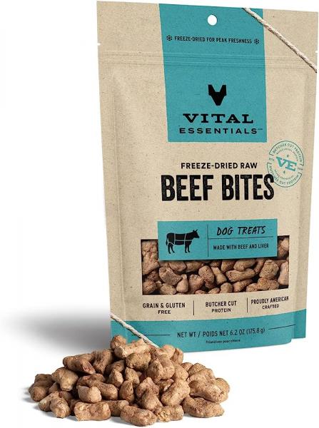 Vital Essentials Dog Treats FD Beef Nibs Family Size 6.2 oz.