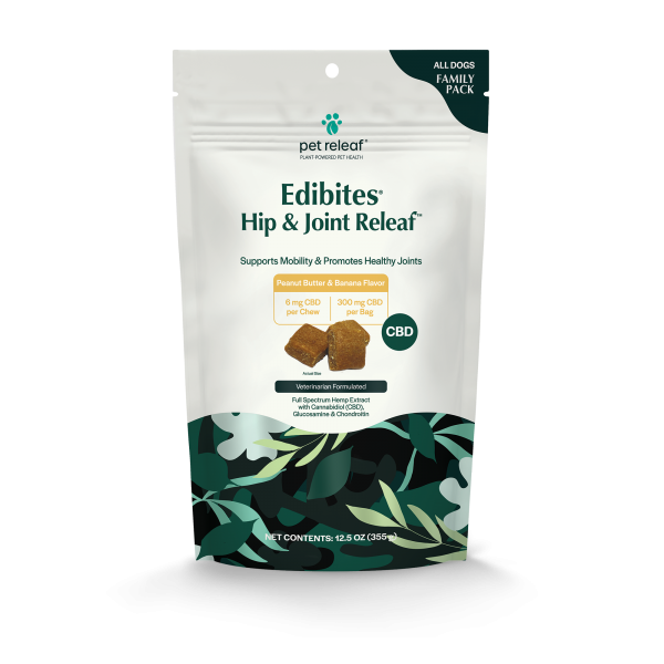 Pet Releaf Edibites Hip and Joint Releaf PB Banana Family Size 6 mg