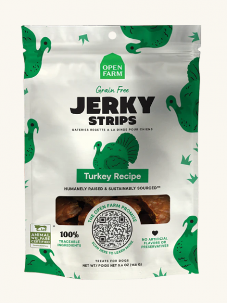 Open Farm Treat GF Jerky Strips Turkey 5.6 oz
