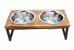 Indipets Stainless Double Diner Wooden Top